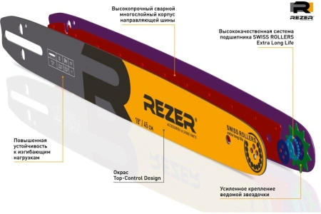 Шина для цепных пил Rezer 455 L 9 P 3/8" 68звен. для Husqvarna 272/365/372/575/18 (03.016.00021)