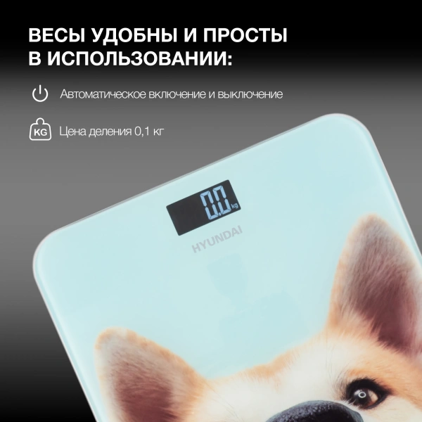 Весы напольные электронные Hyundai H-BS03680 макс.180кг голубой