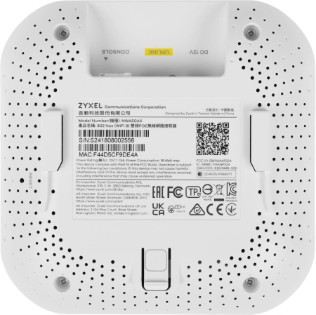 Точка доступа Zyxel NebulaFlex NWA50AX (NWA50AX-EU0102F) AX1800 10/100/1000BASE-TX/Wi-Fi белый (упак.:1шт)