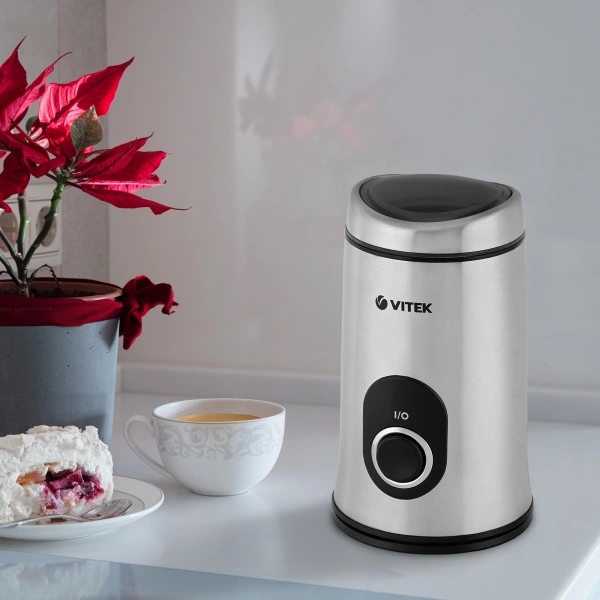 Кофемолка Vitek VT-1546 150Вт сист.помол.:ротац.нож вместим.:50гр серебристый