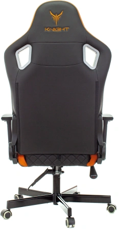 Кресло игровое Knight Outrider черный/оранжевый ромбик эко.кожа с подголов. крестов. металл