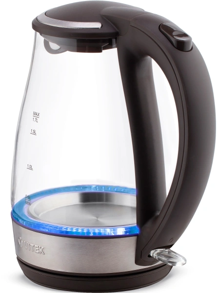 Чайник электрический Vitek VT-7015 1.7л. 2200Вт прозрачный/коричневый корпус: стекло/пластик