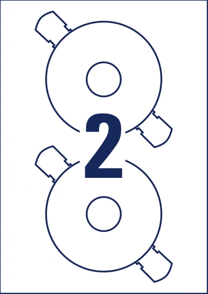 Этикетки Avery Zweckform CD/DVD L6015-25 A4/196г/м2/50л./белый самоклей. для лазерной печати