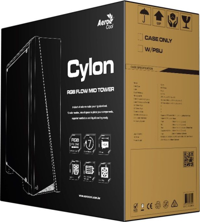 Корпус Aerocool Cylon черный без БП ATX 1x120mm 2xUSB2.0 1xUSB3.0 audio CardReader bott PSU
