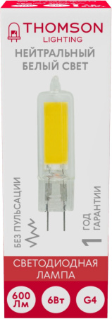 Лампа светодиодная Thomson TH-B4202 6Вт цок.:G4 капсул. 220B 4000K св.свеч.бел.нейт. (упак.:1шт)
