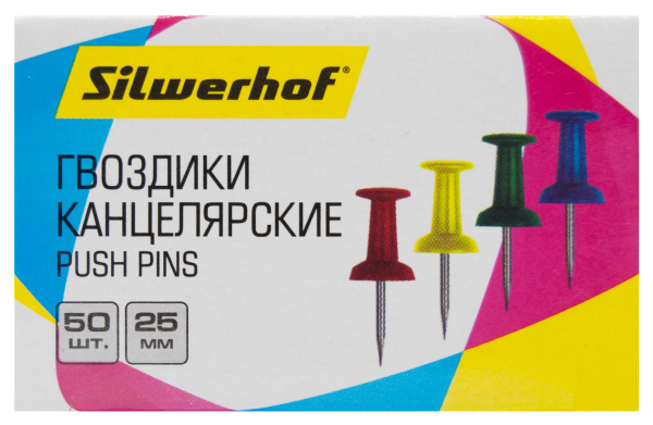Гвоздики Silwerhof 502017 l=25мм ассорти (упак.:50шт) картонная коробка