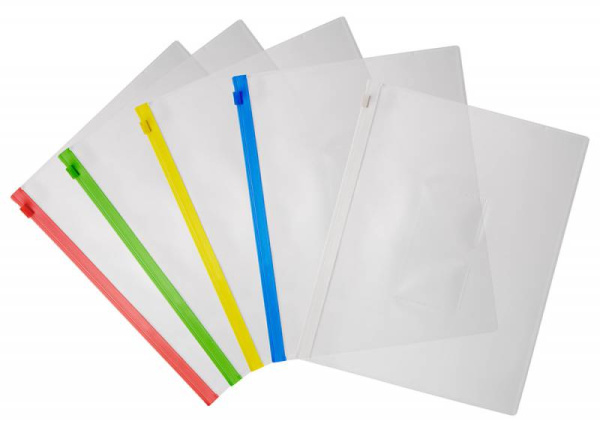 Папка на молнии ZIP Бюрократ -BPM5AWT A5 полипропилен 0.15мм карм.для визит. цвет молнии белый