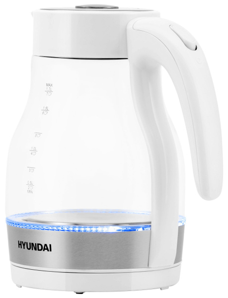 Чайник электрический Hyundai HYK-G3802 1.7л. 2200Вт белый/серебристый (корпус: стекло)
