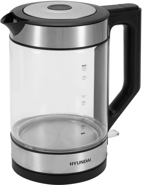 Чайник Hyundai HYK-G3509 1.7л. 2200Вт черный/прозрачный (стекло/пластик)