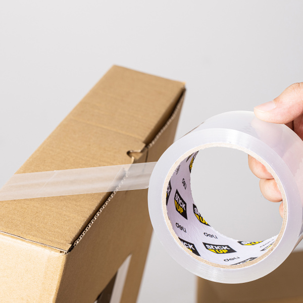 Клейкая лента упаковочная Deli EA319 прозрачная шир.48мм дл.91.5м (упак.:6шт)