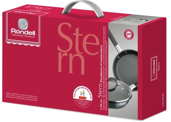 Сковорода Rondell Stern RDS-092 круглая 24см покрытие: Excalibur ручка несъемная (с крышкой) серый