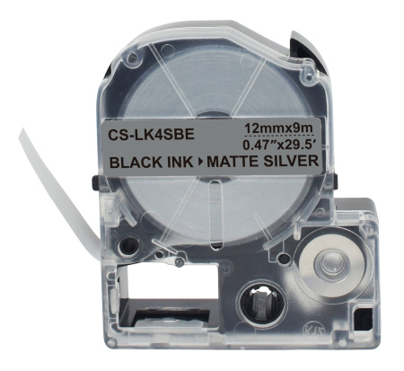Картридж ленточный Cactus CS-LK4SBE LK-4SBE черный на сереб.мат. 12x9 для Epson LW300/LW400/LW700/LW600P/LW1000P/K400/Z700/Z900