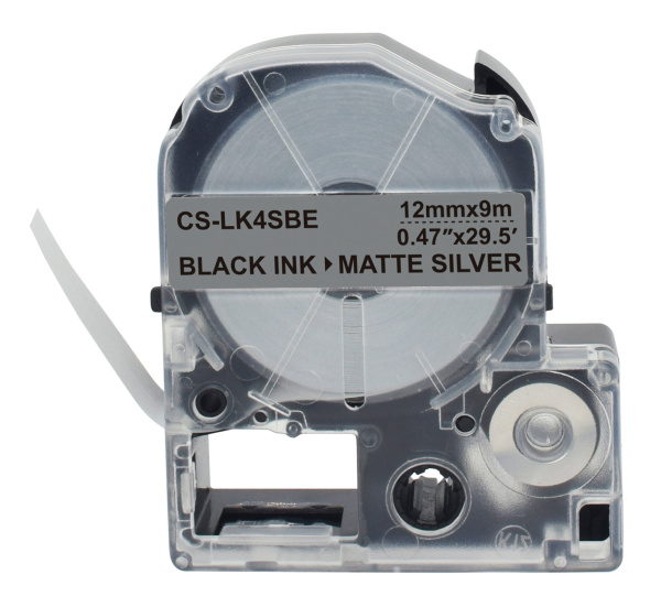 Картридж ленточный Cactus CS-LK4SBE LK-4SBE черный на сереб.мат. 12x9 для Epson LW300/LW400/LW700/LW600P/LW1000P/K400/Z700/Z900
