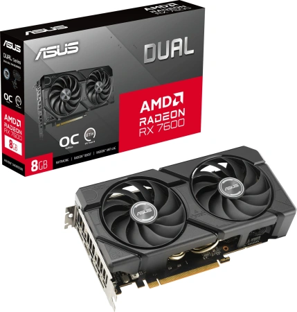 Видеокарта Asus PCI-E DUAL-RX7600-O8G-EVO AMD Radeon RX 7600 8Gb 128bit GDDR6 2280/18000 HDMIx1 DPx3 HDCP Ret