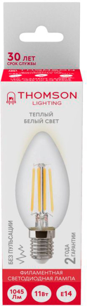 Лампа филам. Thomson Filament TH-B2071 11Вт цок.:E14 свеча 220B 2700K св.свеч.бел.теп. Candle (упак.:1шт)