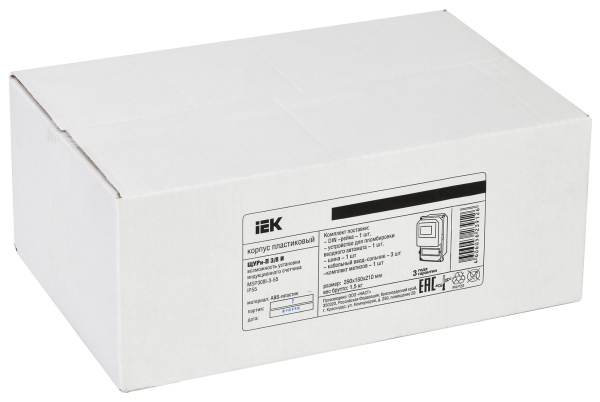 Щит распределительный IEK MSP308-3-55 ЩУРн-П 3/8 IP55 для установки счетчика навесной 227мм 118мм 366мм 400B 8мод. пластик IP55 с возможностью установки счетчика (упак.:1шт)