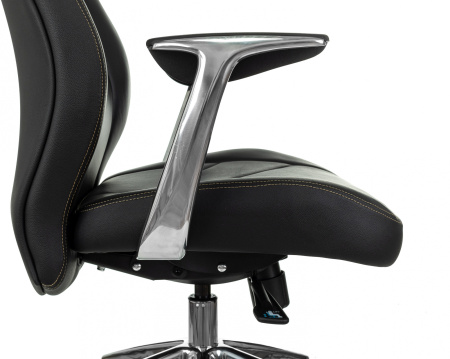 Кресло руководителя Бюрократ _Zen черный кожа крестов. алюминий