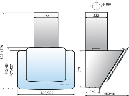 Вытяжка каминная Elikor Кварц 60П-1000-Е4Д черный управление: сенсорное (1 мотор)