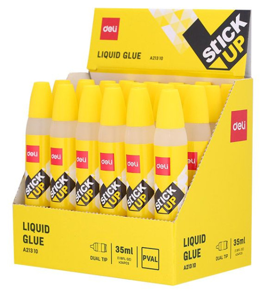 Клей жидкий Deli EA21310 35мл корп.желтый прозрачный с двумя аппликаторами Stick UP