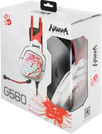 Наушники с микрофоном A4Tech Bloody G560 белый/красный 2м мониторные оголовье (G560 NARAKA)
