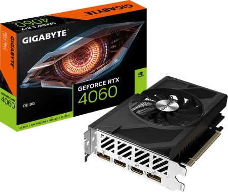 Видеокарта Gigabyte PCI-E 4.0 GV-N4060D6-8GD NV RTX4060 8Gb 128bit GDDR6 2460/17000/HDMIx2/DPx2/HDCP