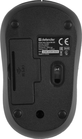 Мышь Defender Datum MM-285 черный оптическая 1600dpi беспров. USB 2but (52285)