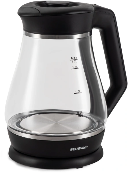 Чайник электрический Starwind SKS2035 1.7л. 2200Вт черный корпус: стекло/пластик