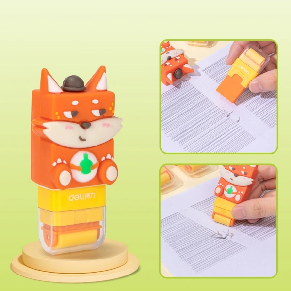 Ластик Deli VP155 лиса 150x89x28мм ПВХ ассорти липкий ролик