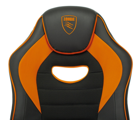 Кресло игровое Zombie GAME 16 черный/оранжевый текстиль/эко.кожа крестов. пластик