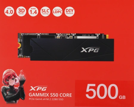 Накопитель SSD A-Data PCIe 4.0 x4 500GB SGAMMIXS50C-500G-CS Gammix S50 Core XPG M.2 2280