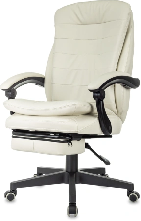 Кресло руководителя Бюрократ T-9950MSG-F слоновая кость эко.кожа крестов. пластик подст.для ног