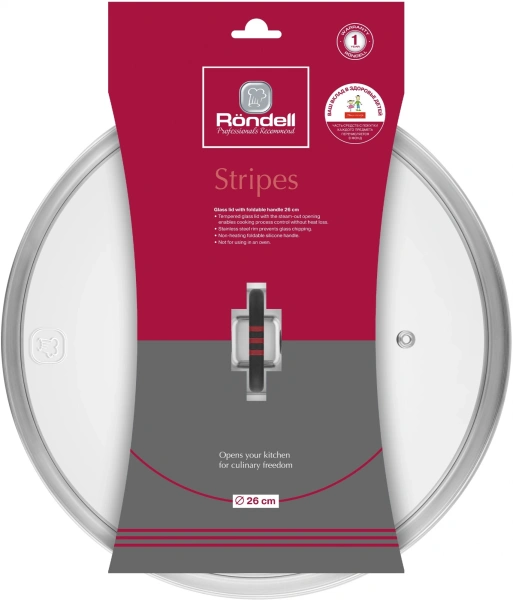 Крышка Rondell Stripes RDA-1621 d=26см крыш.прозрачный руч.серая