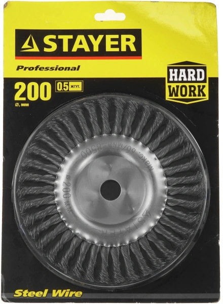 Щетка дисковая по мет. Stayer 35120-200 d=200мм d(посад.)=22мм (угловые шлифмашины)