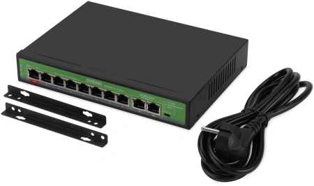 Коммутатор Digma DSP208F-2F-T120 DSP208F-2F-T120 V1 10x100Мбит/с 8PoE 8PoE+ 1PoE++ 120W неуправляемы