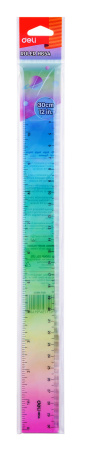 Линейка Deli EH654 пластик дл.30см ассорти