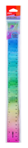 Линейка Deli EH654 пластик дл.30см ассорти