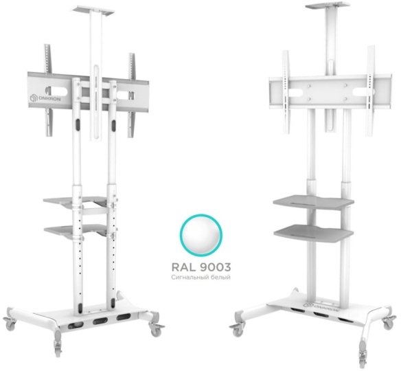 Подставка для телевизора Onkron TS1552 белый 40"-70" макс.60.5кг напольный мобильный