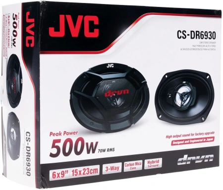 Колонки автомобильные JVC CS-DR6930 500Вт 88дБ 4Ом 15x23см (6x9дюйм) (ком.:2кол.) коаксиальные трехполосные