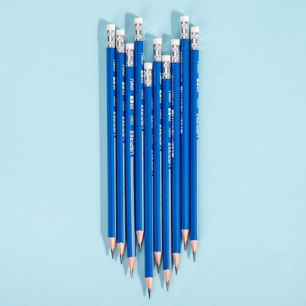 Карандаш ч/г Deli EC001-2B Uspire 2B трехгран. тополь синий карт.кор. (12шт) ластик