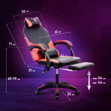 Кресло игровое Оклик Cooldown черный/красный сиденье черный/красный искусст.кожа/сетка с подголов. к