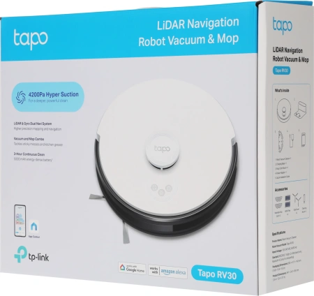 Пылесос-робот TP-Link Tapo RV30 40Вт белый/черный