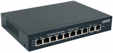 Коммутатор Osnovo SW-20820(120W) 8x100Mb 2G 8PoE 120W неуправляемый