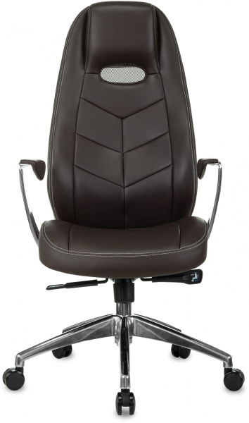 Кресло руководителя Бюрократ _Zen коричневый кожа крестов. алюминий