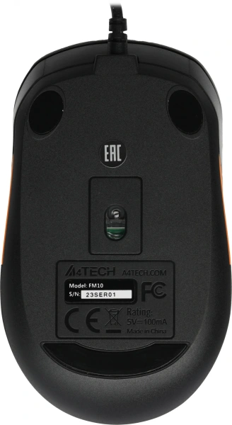 Мышь A4Tech Fstyler FM10 черный/оранжевый оптическая (1600dpi) USB (4but)