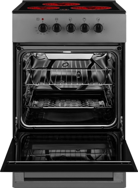 Плита Электрическая Weissgauff WES E2V05 S серебристый стеклокерамика (без крышки)