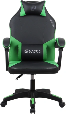 Кресло игровое Оклик Spirit черный/зеленый сиденье черный/зеленый искусст.кожа/сетка с подголов. кре