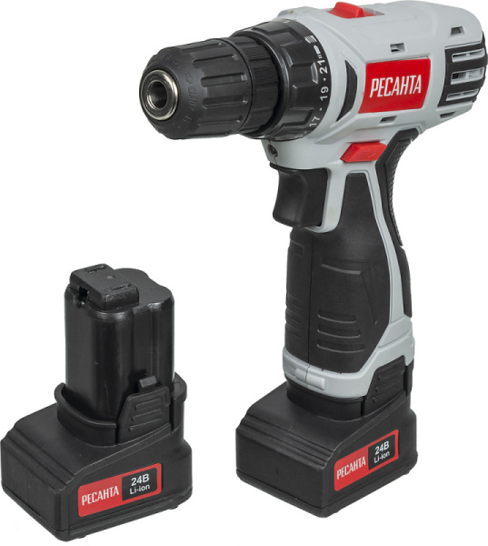 Дрель-шуруповерт Ресанта ДА-24-2ЛК аккум. патрон:быстрозажимной (кейс в комплекте) (75/14/7)