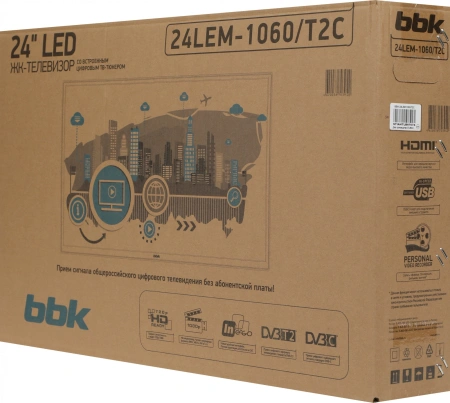 Телевизор LED BBK 24" 24LEM-1060/T2C черный HD 60Hz DVB-T2 DVB-C USB (RUS)