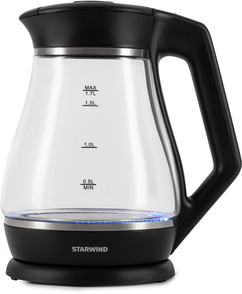 Чайник электрический Starwind SKS2035 1.7л. 2200Вт черный корпус: стекло/пластик