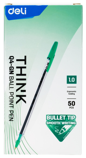 Ручка шариков. Deli Think EQ4-GN d=1мм зел. черн.